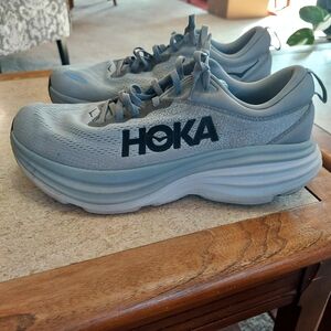 Hoka Men's Bondi 8 Light Gray Athletic Shoes Size 9.5D